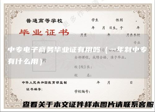 中专电子商务毕业证有用吗（一年制中专有什么用）