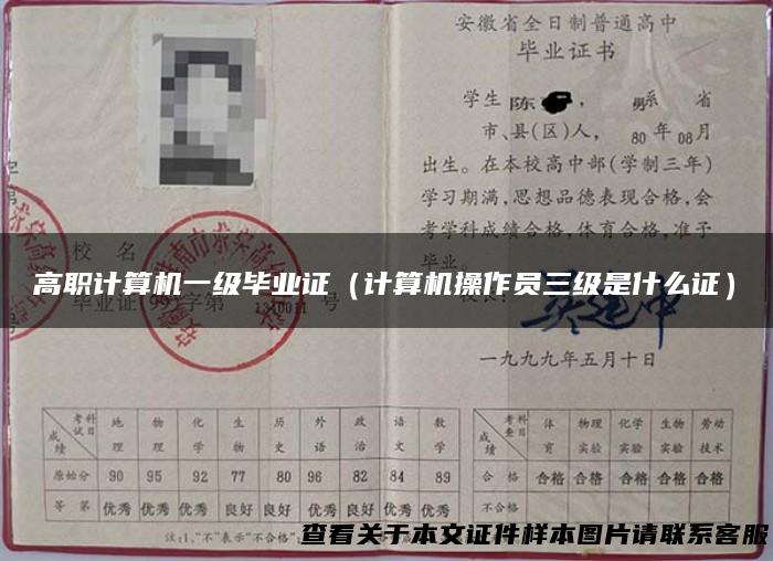 高职计算机一级毕业证（计算机操作员三级是什么证）
