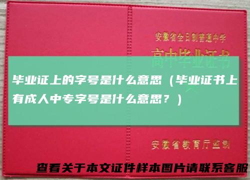 毕业证上的字号是什么意思（毕业证书上有成人中专字号是什么意思？）