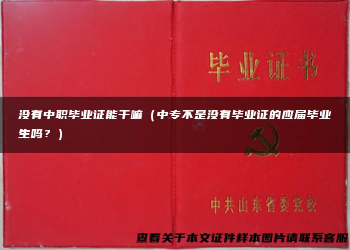 没有中职毕业证能干嘛（中专不是没有毕业证的应届毕业生吗？）