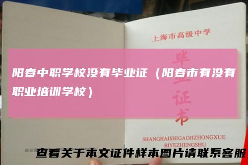 阳春中职学校没有毕业证（阳春市有没有职业培训学校）