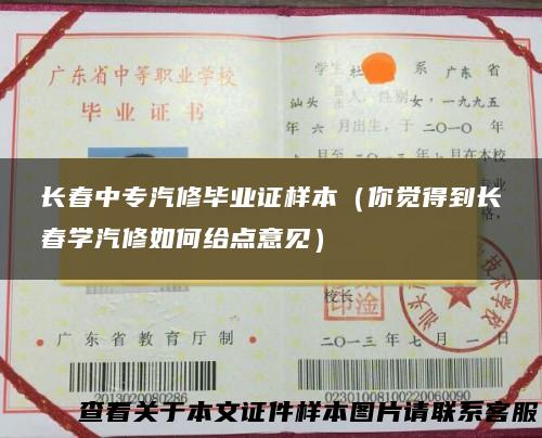 长春中专汽修毕业证样本（你觉得到长春学汽修如何给点意见）