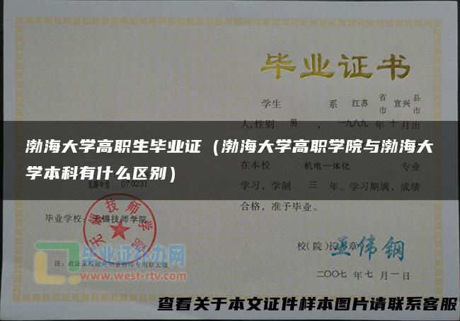 渤海大学高职生毕业证（渤海大学高职学院与渤海大学本科有什么区别）