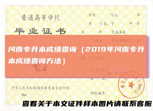 河南专升本成绩查询（2019年河南专升本成绩查询方法）