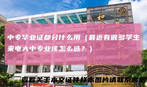 中专毕业证都分什么用（最近有很多学生来电大中专业该怎么选？）