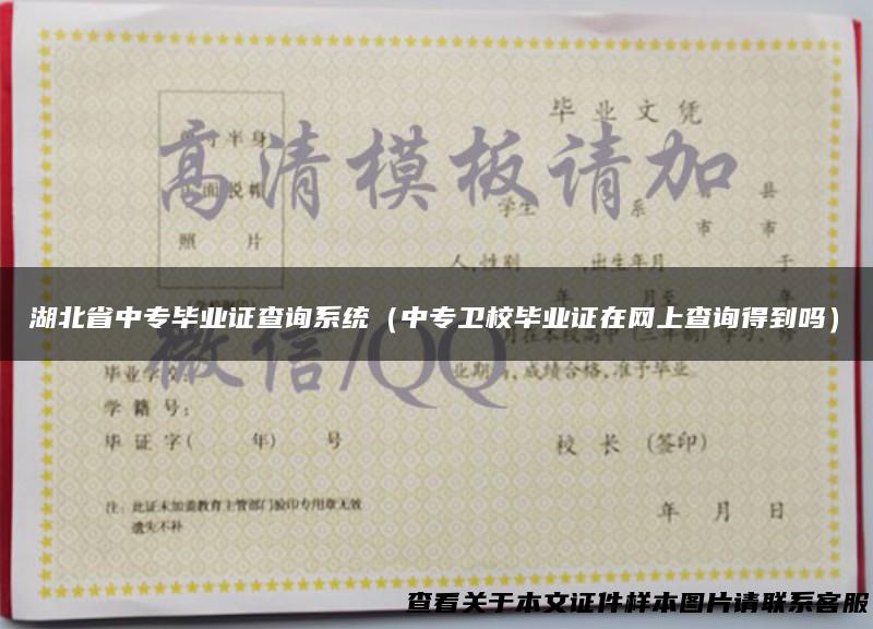 湖北省中专毕业证查询系统（中专卫校毕业证在网上查询得到吗）