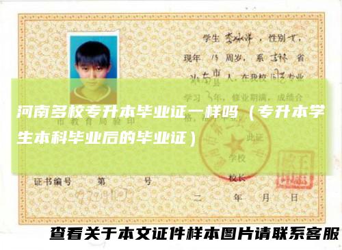 河南多校专升本毕业证一样吗（专升本学生本科毕业后的毕业证）