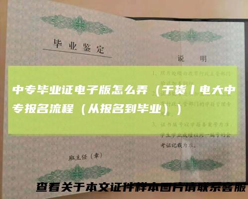 中专毕业证电子版怎么弄（干货丨电大中专报名流程（从报名到毕业））