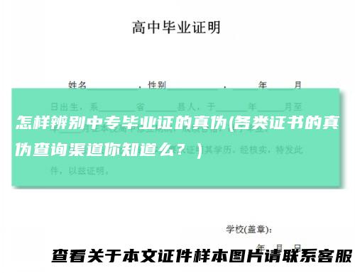 怎样辨别中专毕业证的真伪(各类证书的真伪查询渠道你知道么？）