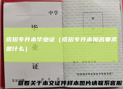 统招专升本毕业证（统招专升本报名要求是什么）
