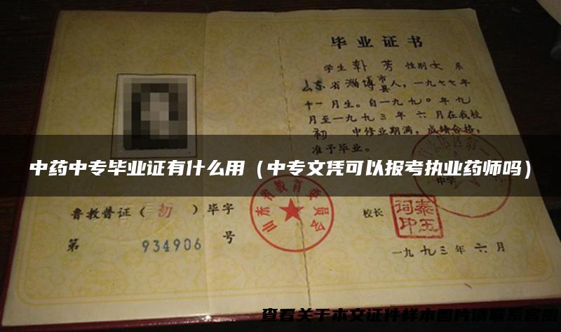 中药中专毕业证有什么用（中专文凭可以报考执业药师吗）