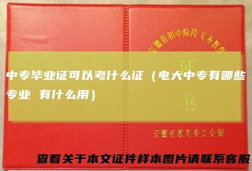 中专毕业证可以考什么证（电大中专有哪些专业 有什么用）