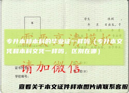 专升本和本科的毕业证一样吗（专升本文凭和本科文凭一样吗，区别在哪）