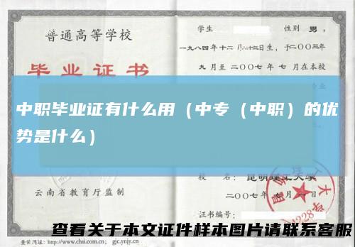 中职毕业证有什么用（中专（中职）的优势是什么）