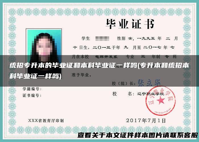 统招专升本的毕业证和本科毕业证一样吗(专升本和统招本科毕业证一样吗)