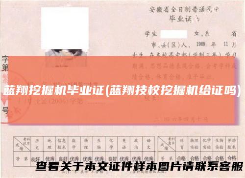 蓝翔挖掘机毕业证(蓝翔技校挖掘机给证吗)