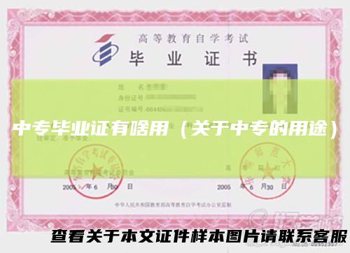 中专毕业证有啥用（关于中专的用途）