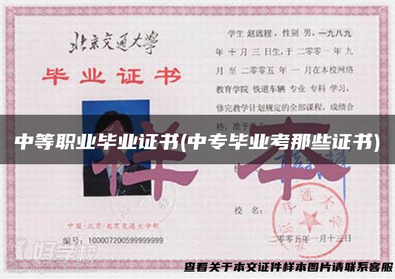 中等职业毕业证书(中专毕业考那些证书)