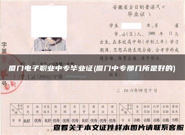 厦门电子职业中专毕业证(厦门中专那几所是好的)