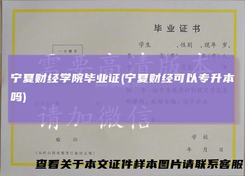 宁夏财经学院毕业证(宁夏财经可以专升本吗)
