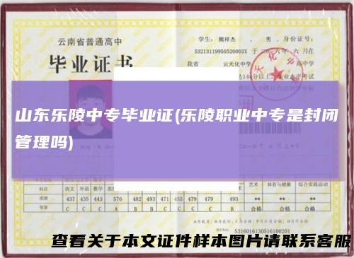 山东乐陵中专毕业证(乐陵职业中专是封闭管理吗)
