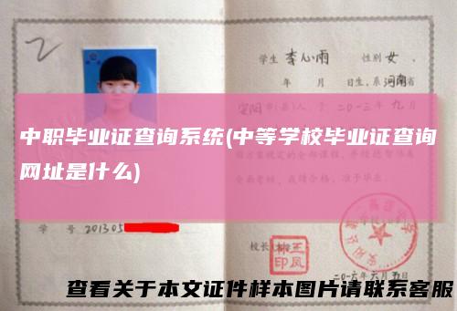 中职毕业证查询系统(中等学校毕业证查询网址是什么)