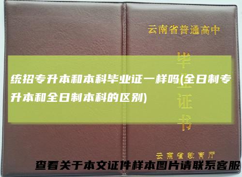 统招专升本和本科毕业证一样吗(全日制专升本和全日制本科的区别)