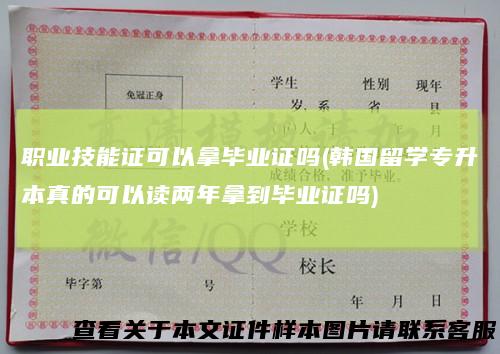 职业技能证可以拿毕业证吗(韩国留学专升本真的可以读两年拿到毕业证吗)