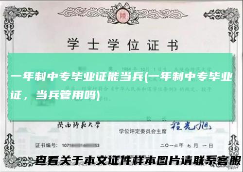 一年制中专毕业证能当兵(一年制中专毕业证，当兵管用吗)