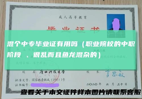 混个中专毕业证有用吗（职业院校的中职阶段 、很乱而且鱼龙混杂的）