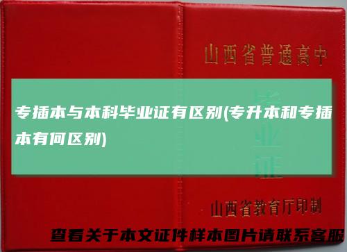 专插本与本科毕业证有区别(专升本和专插本有何区别)