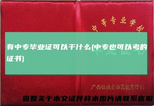 有中专毕业证可以干什么(中专也可以考的证书)