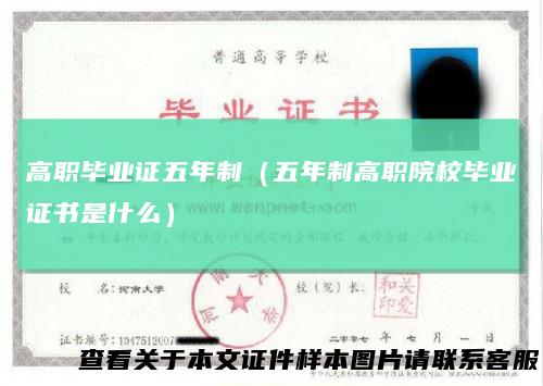 高职毕业证五年制（五年制高职院校毕业证书是什么）