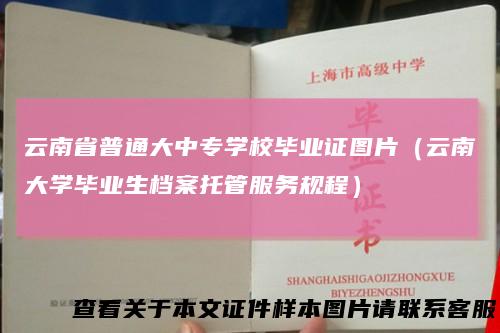 云南省普通大中专学校毕业证图片（云南大学毕业生档案托管服务规程）