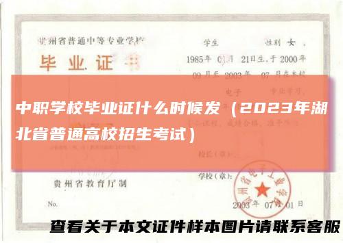 中职学校毕业证什么时候发（2023年湖北省普通高校招生考试）