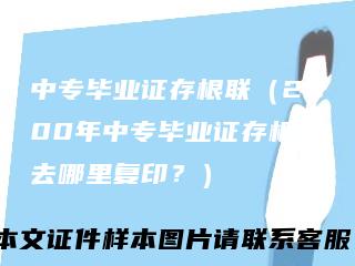 中专毕业证存根联（2000年中专毕业证存根联去哪里复印？）
