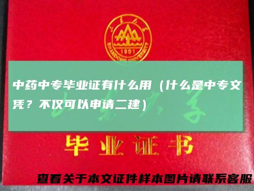 中药中专毕业证有什么用（什么是中专文凭？不仅可以申请二建）