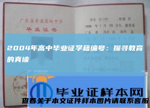 2004年高中毕业证学籍编号：探寻教育的真谛