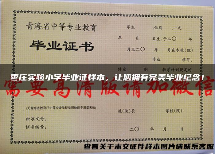 枣庄实验小学毕业证样本，让您拥有完美毕业纪念！