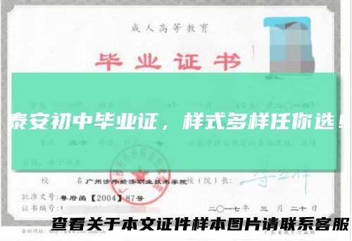 泰安初中毕业证，样式多样任你选！