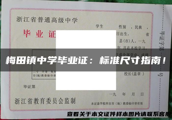 梅田镇中学毕业证：标准尺寸指南！