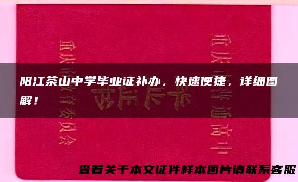 阳江茶山中学毕业证补办，快速便捷，详细图解！
