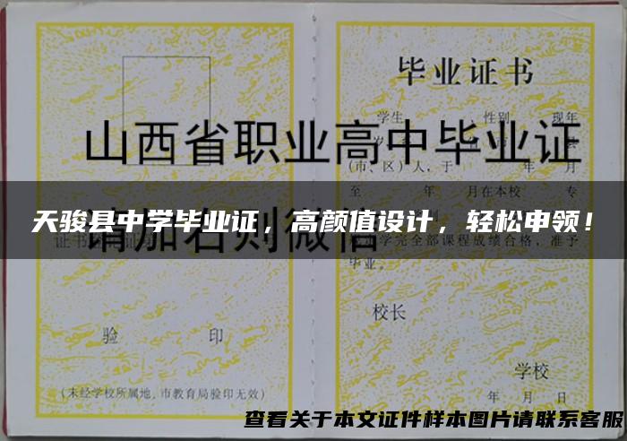 天骏县中学毕业证，高颜值设计，轻松申领！