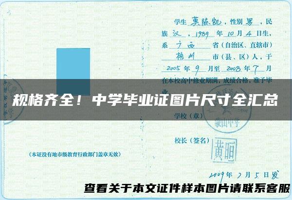 规格齐全！中学毕业证图片尺寸全汇总