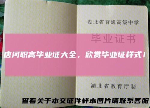 唐河职高毕业证大全，欣赏毕业证样式！