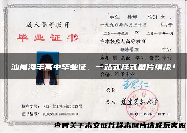 汕尾海丰高中毕业证，一站式样式图片模板！