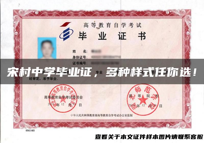 宋村中学毕业证，多种样式任你选！
