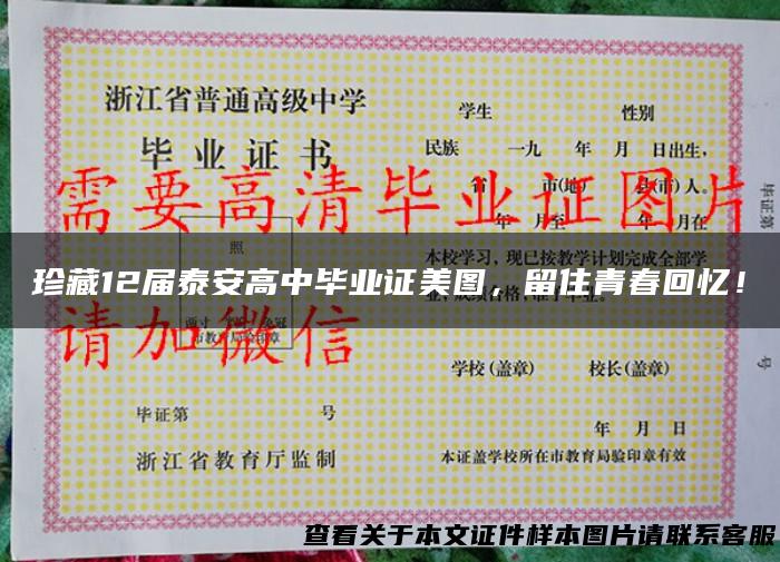 珍藏12届泰安高中毕业证美图，留住青春回忆！