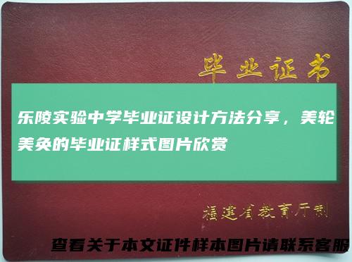 乐陵实验中学毕业证设计方法分享，美轮美奂的毕业证样式图片欣赏