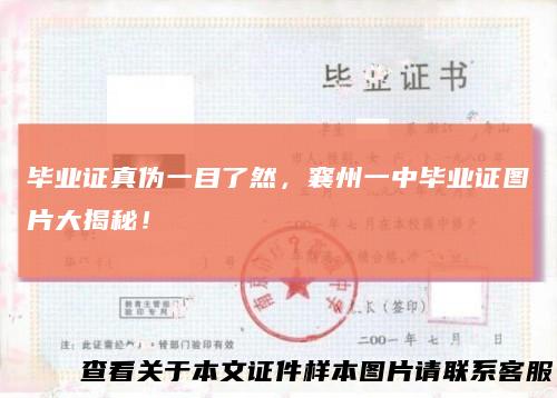 毕业证真伪一目了然，襄州一中毕业证图片大揭秘！